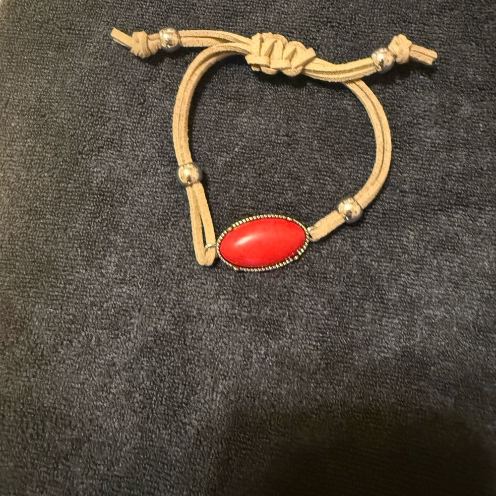 Urban Red Stone Adjustable Bracelet